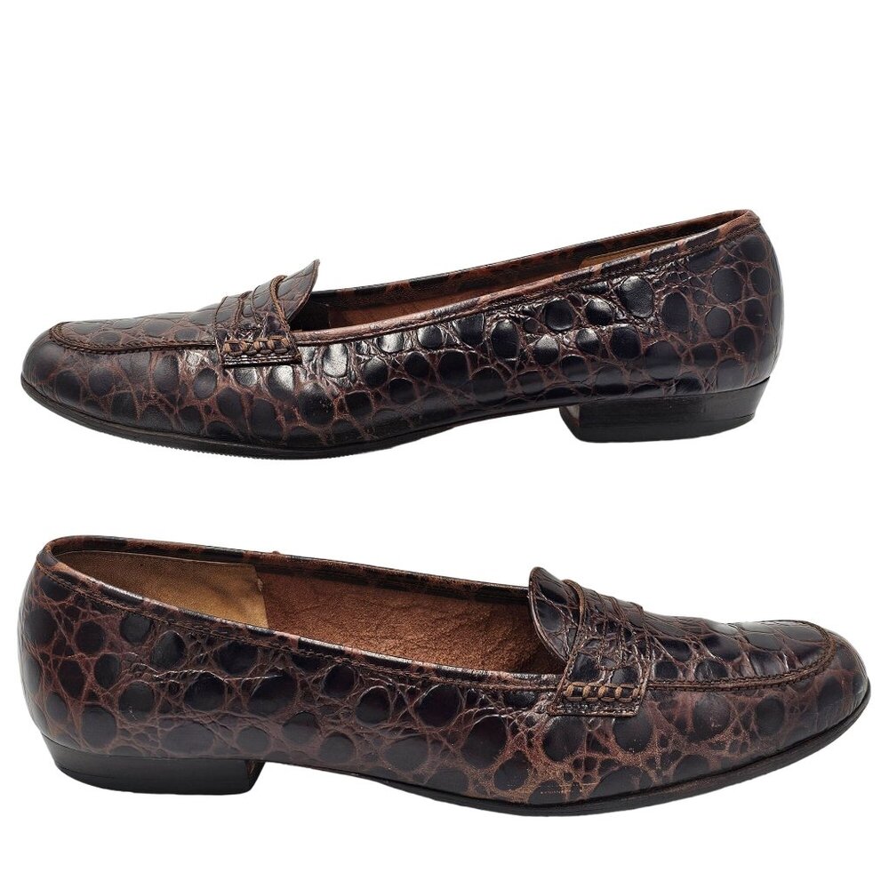 Vintage Salvatore Ferragamo Italy Crocodile Alligator Emb. Womens 8.5AAA Loafers - Picture 9 of 13